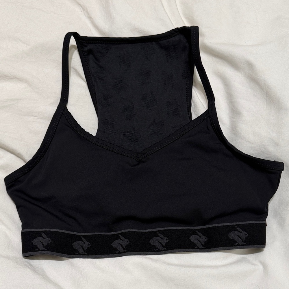 Rabbit Black Sports Bra with Phone Pocket Sz S